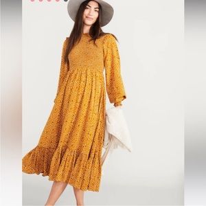 Hatch maternity Yellow The Lana Midi Dress size medium